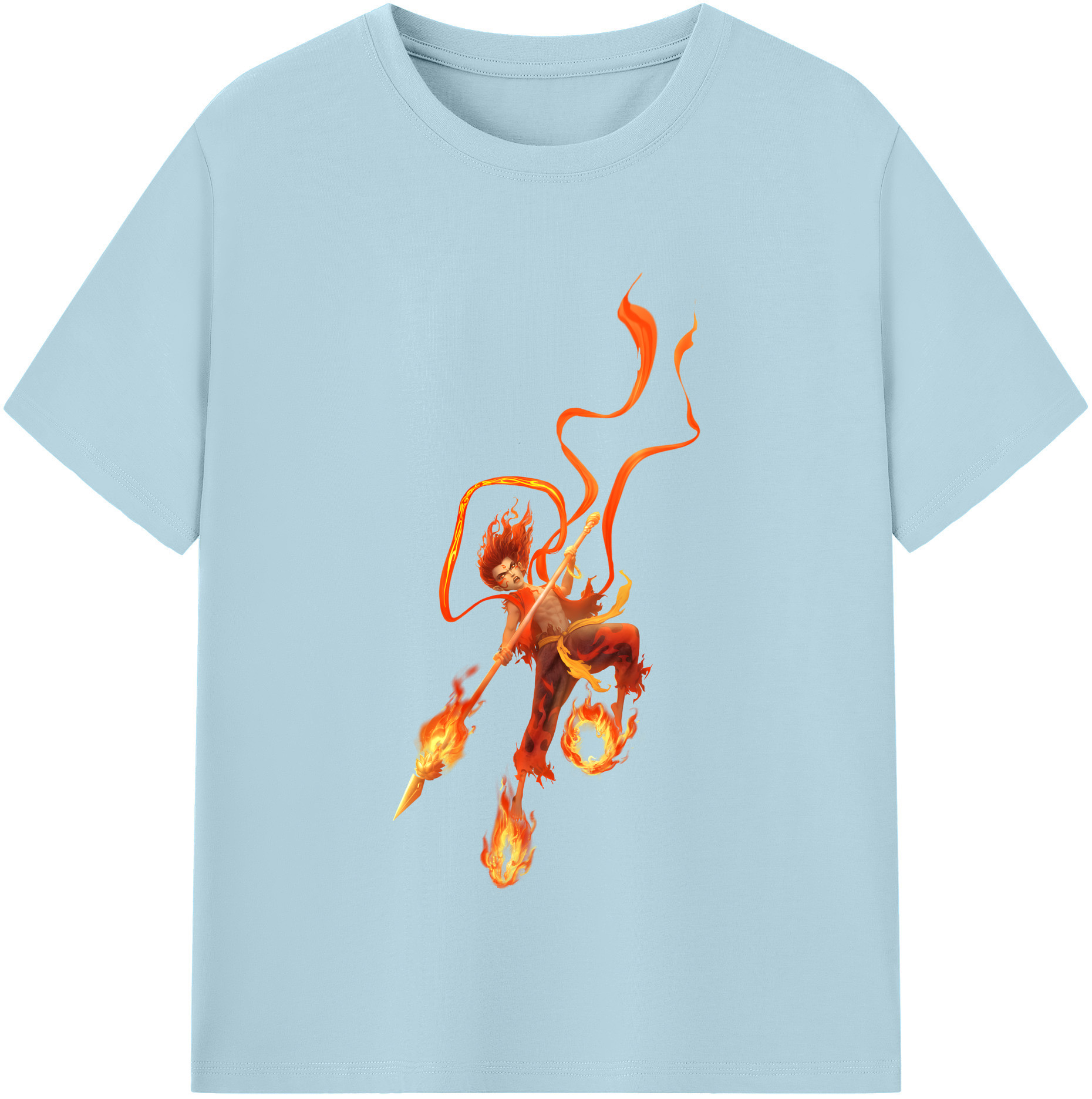 （画像用） Ne Zha 2 ナタ 魔童の大暴れ 綿100％半袖Tシャツ（フロントプリント）